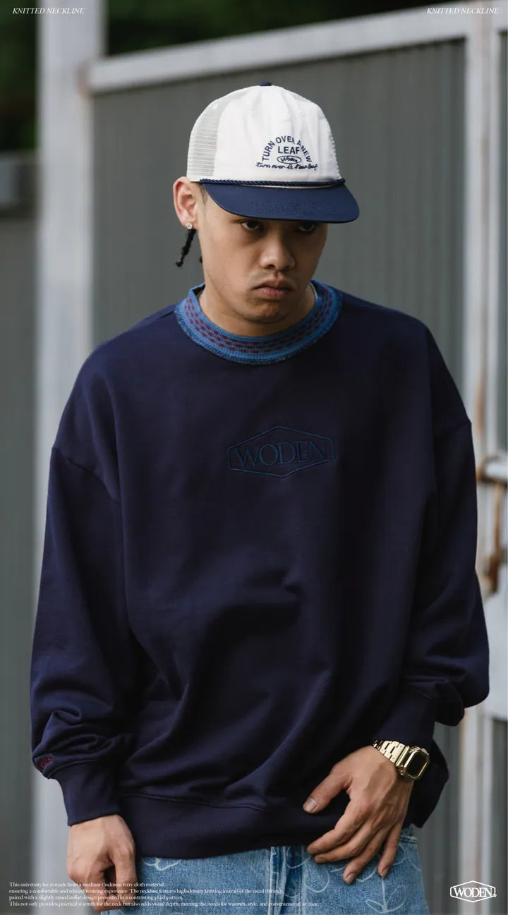 WODEN 2025 Fall & Winter 019 Knitted neckline Sweatshirt