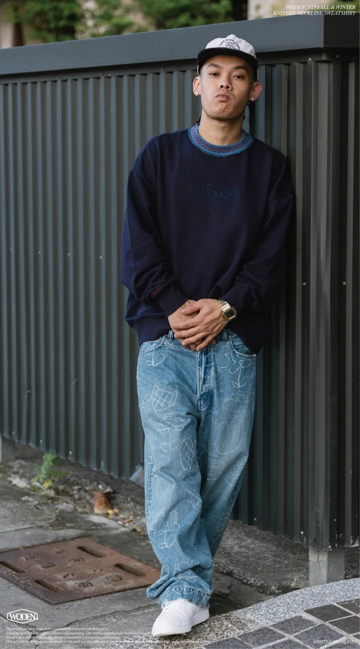 WODEN 2025 Fall & Winter 019 Knitted neckline Sweatshirt