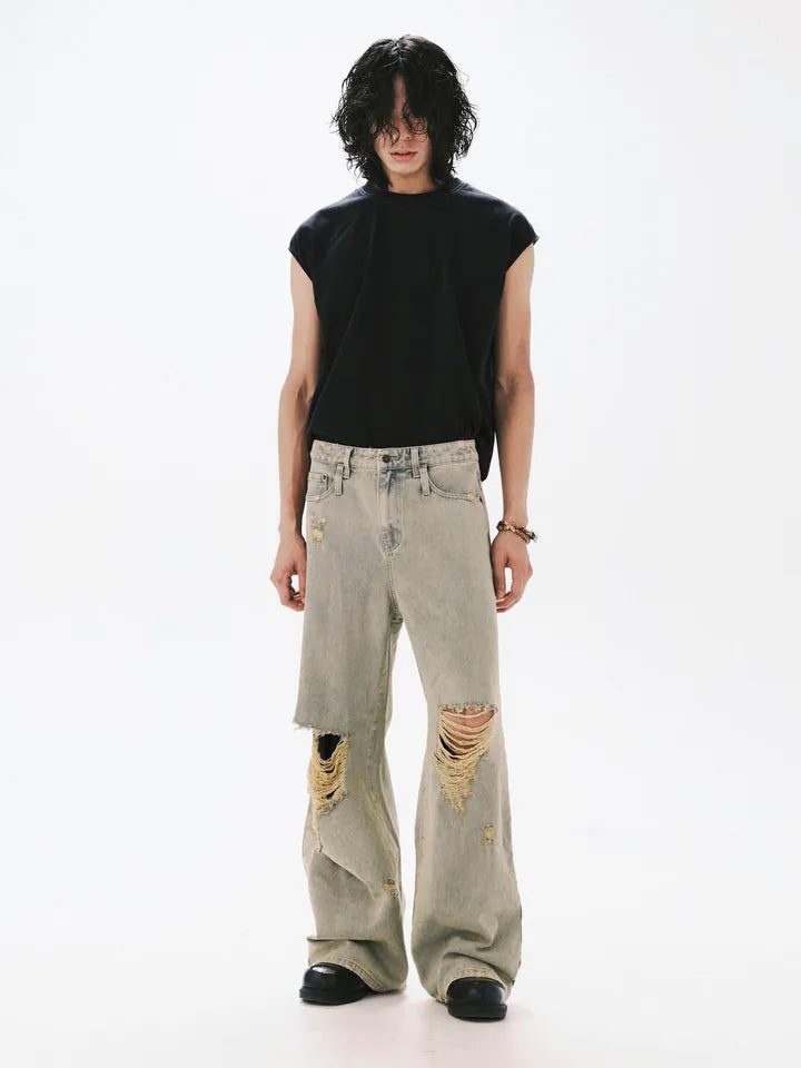 ANOWHEREMAN Muscle Washed Lace Tee
