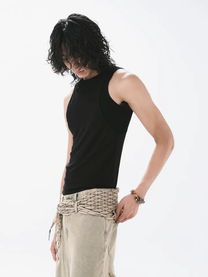 ANOWHEREMAN Double Layers Tank Top