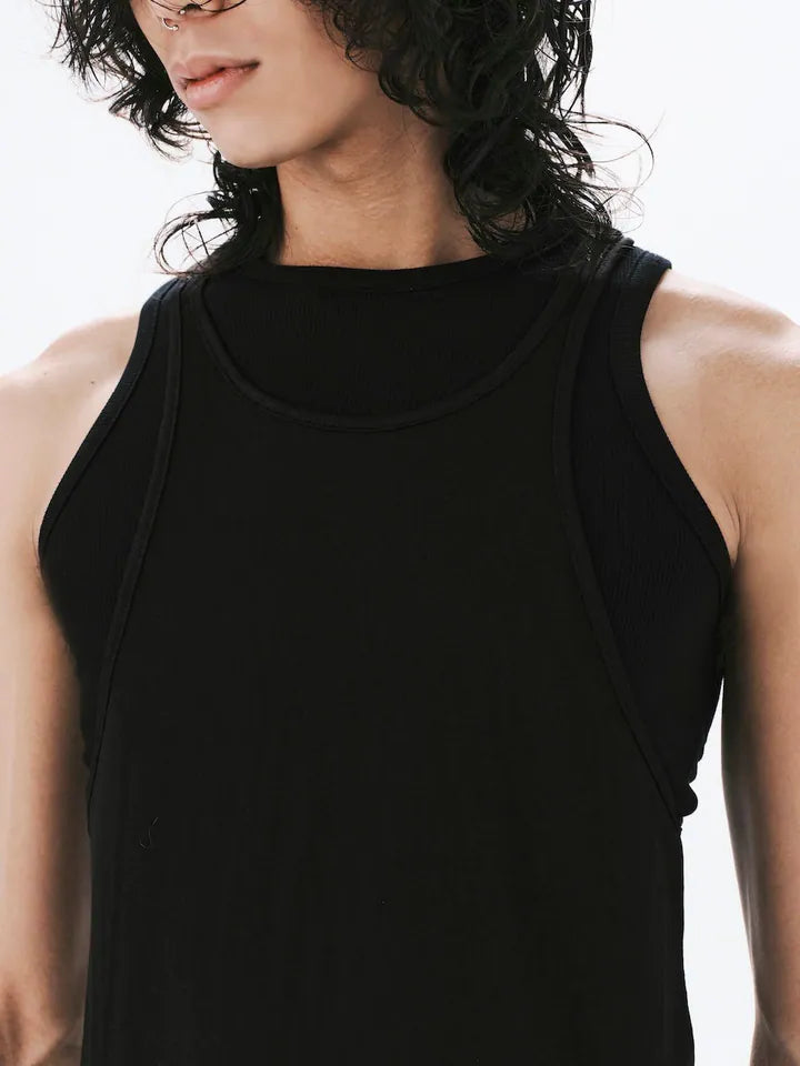ANOWHEREMAN Double Layers Tank Top