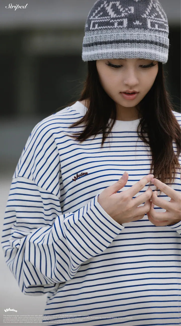 WODEN 2025 Autumn & Winter 001 Striped L/S Tee