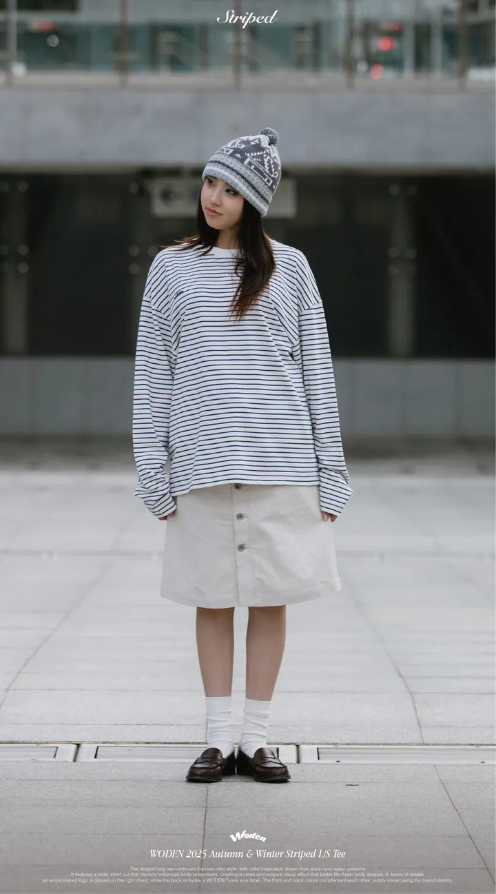 WODEN 2025 Autumn & Winter 001 Striped L/S Tee