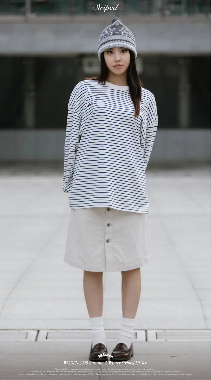 WODEN 2025 Autumn & Winter 001 Striped L/S Tee