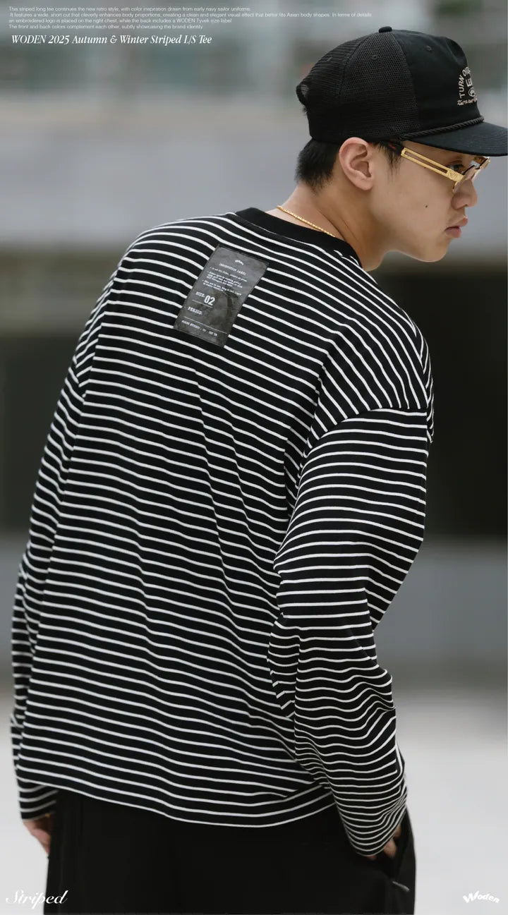WODEN 2025 Autumn & Winter 001 Striped L/S Tee