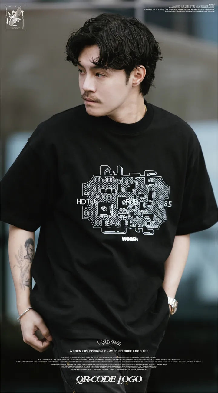 WODEN 2024 Spring & Summer 006 QR-code LOGO Tee