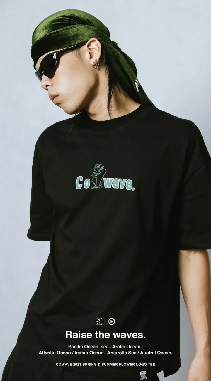 Cowave 2023 Spring & Summer Flower LOGO Tee 黑