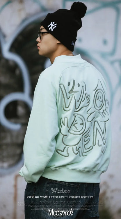 WODEN 2023 Autumn & Winter Graffiti Mockneck Sweatshirt