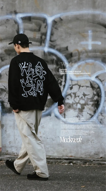 WODEN 2023 Autumn & Winter Graffiti Mockneck Sweatshirt