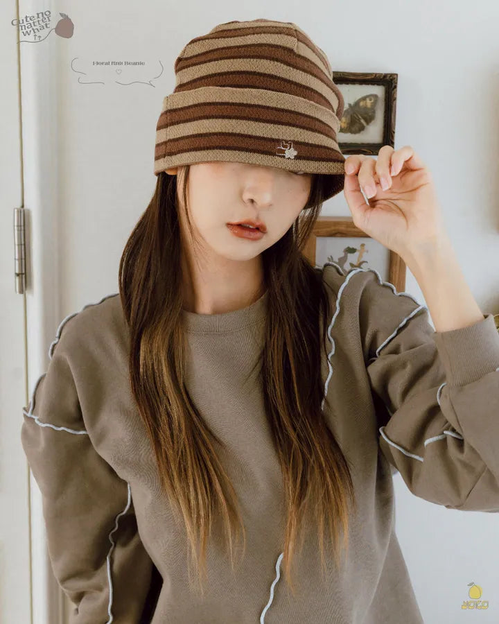 YOKO Floral Knit Beanie