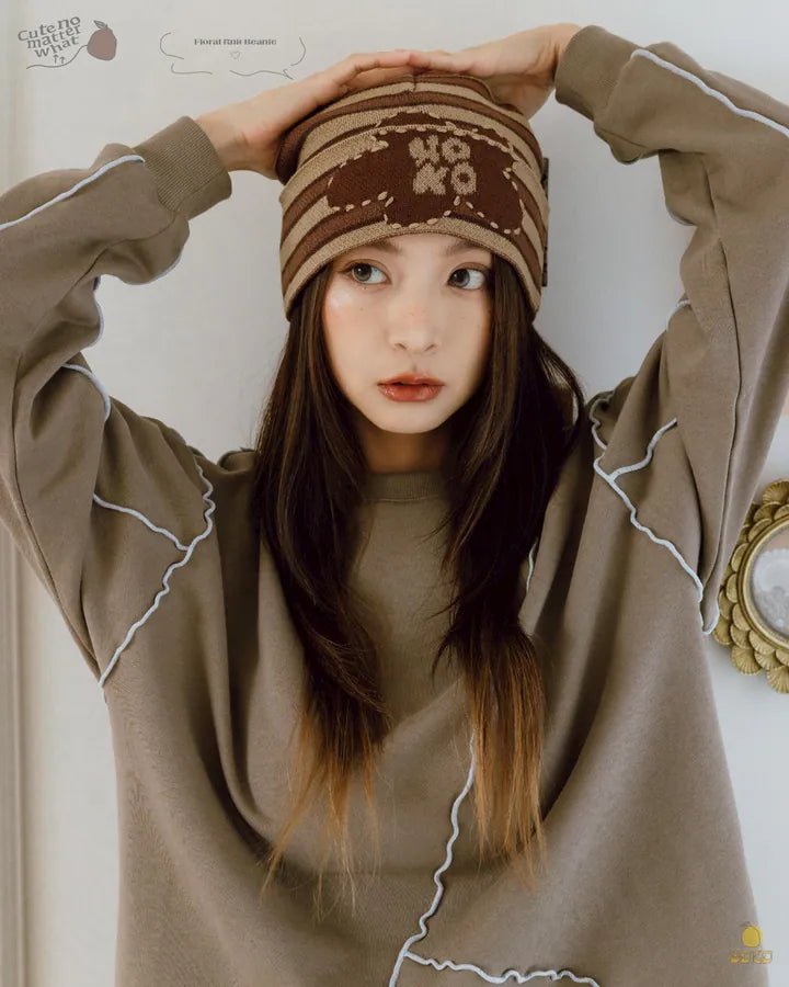 YOKO Floral Knit Beanie