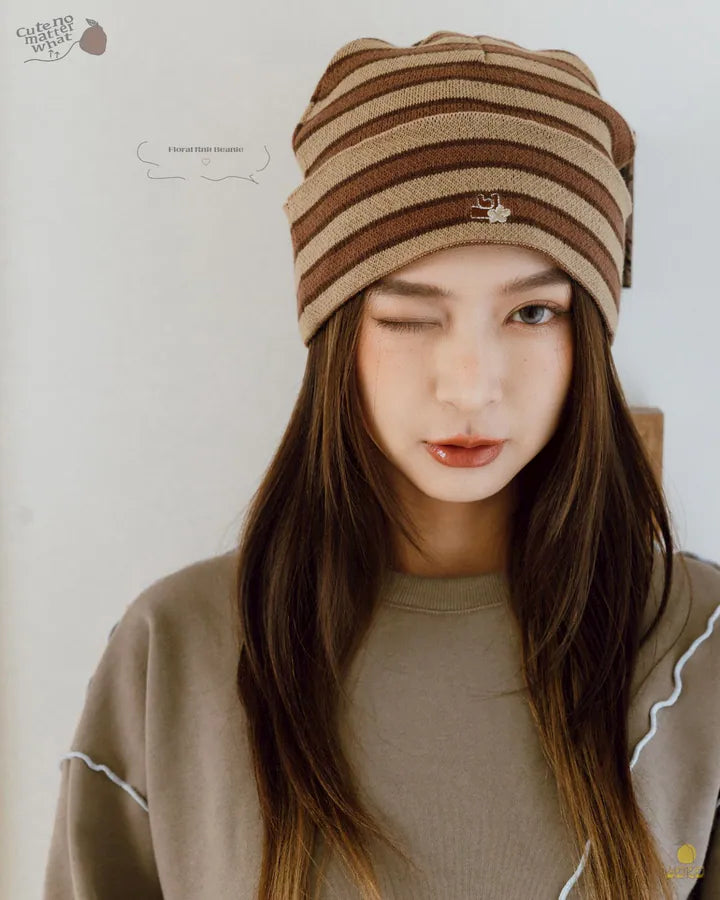 YOKO Floral Knit Beanie
