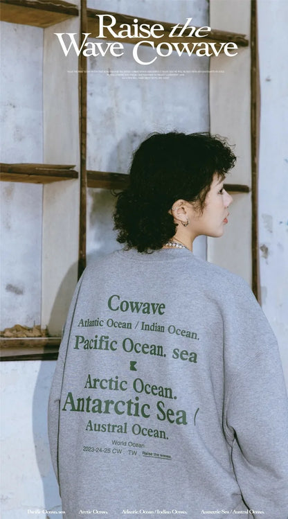 Cowave 2023-24 Fall & Winter Slogan font Sweatshirt