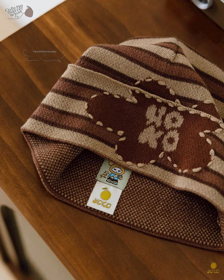 YOKO Floral Knit Beanie