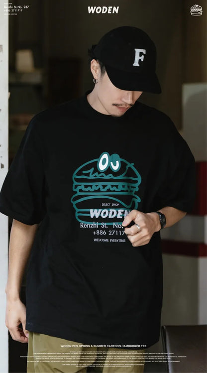 WODEN 2024 Spring & Summer 005 Cartoon Hamburger tee