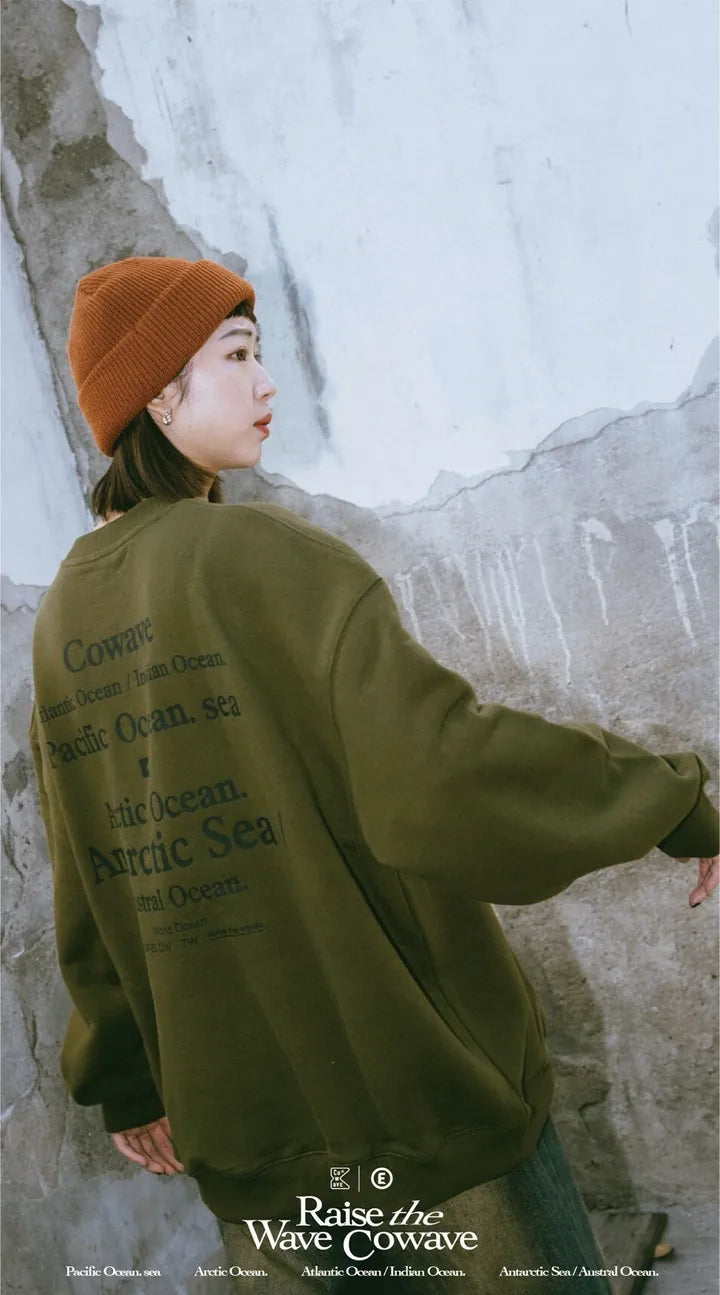 Cowave 2023-24 Fall & Winter Slogan font Sweatshirt