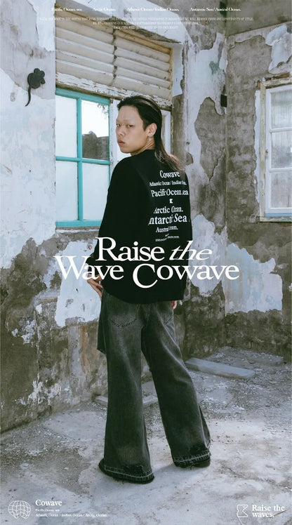 Cowave 2023-24 Fall & Winter Slogan font Sweatshirt