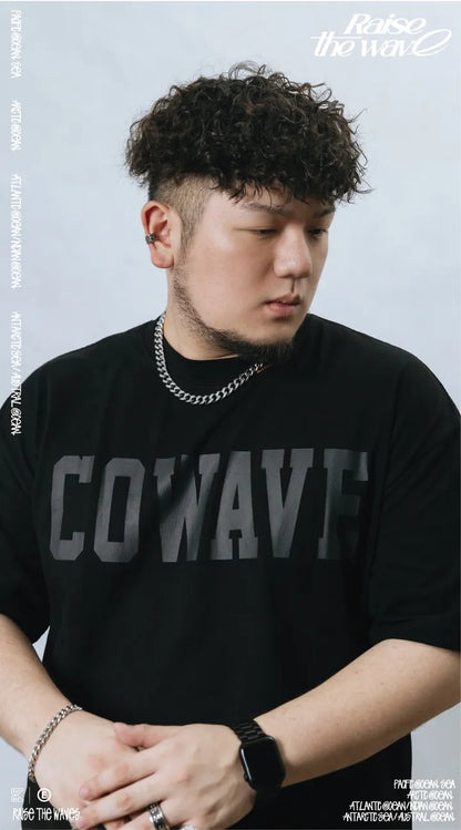 Cowave 2024 Spring & Summer Same Color Print Tee