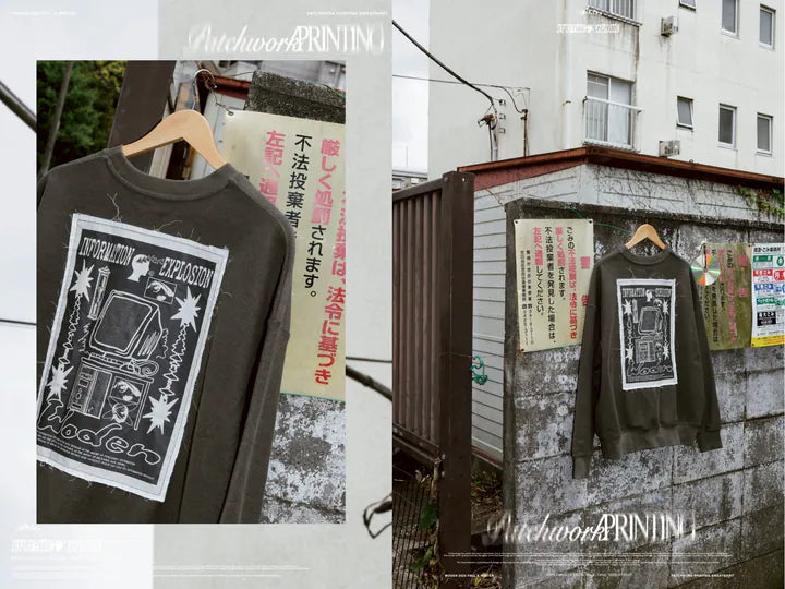 WODEN 2025 Fall & Winter 004 Patchwork Printing Sweatshirt