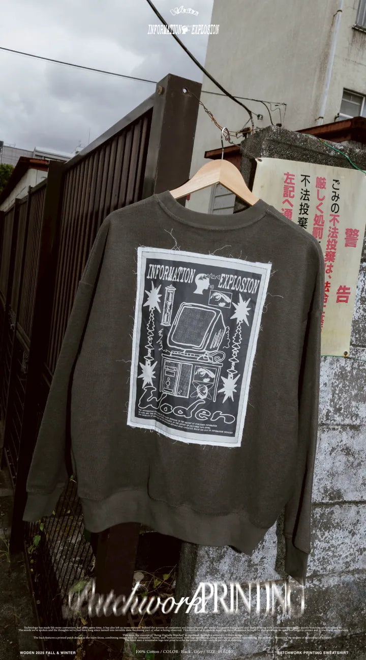 WODEN 2025 Fall & Winter 004 Patchwork Printing Sweatshirt