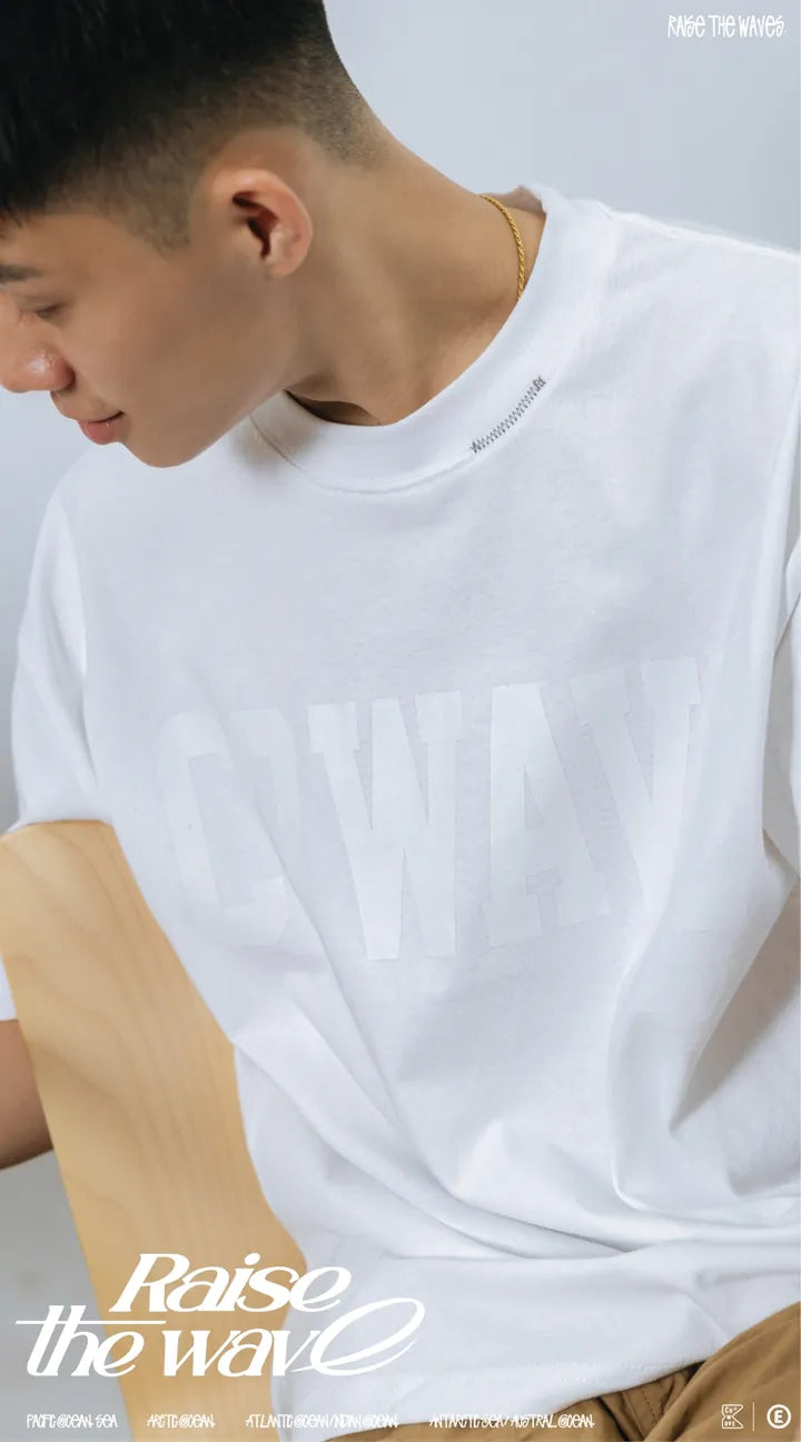 Cowave 2024 Spring & Summer Same Color Print Tee