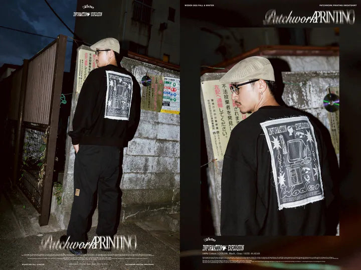 WODEN 2025 Fall & Winter 004 Patchwork Printing Sweatshirt
