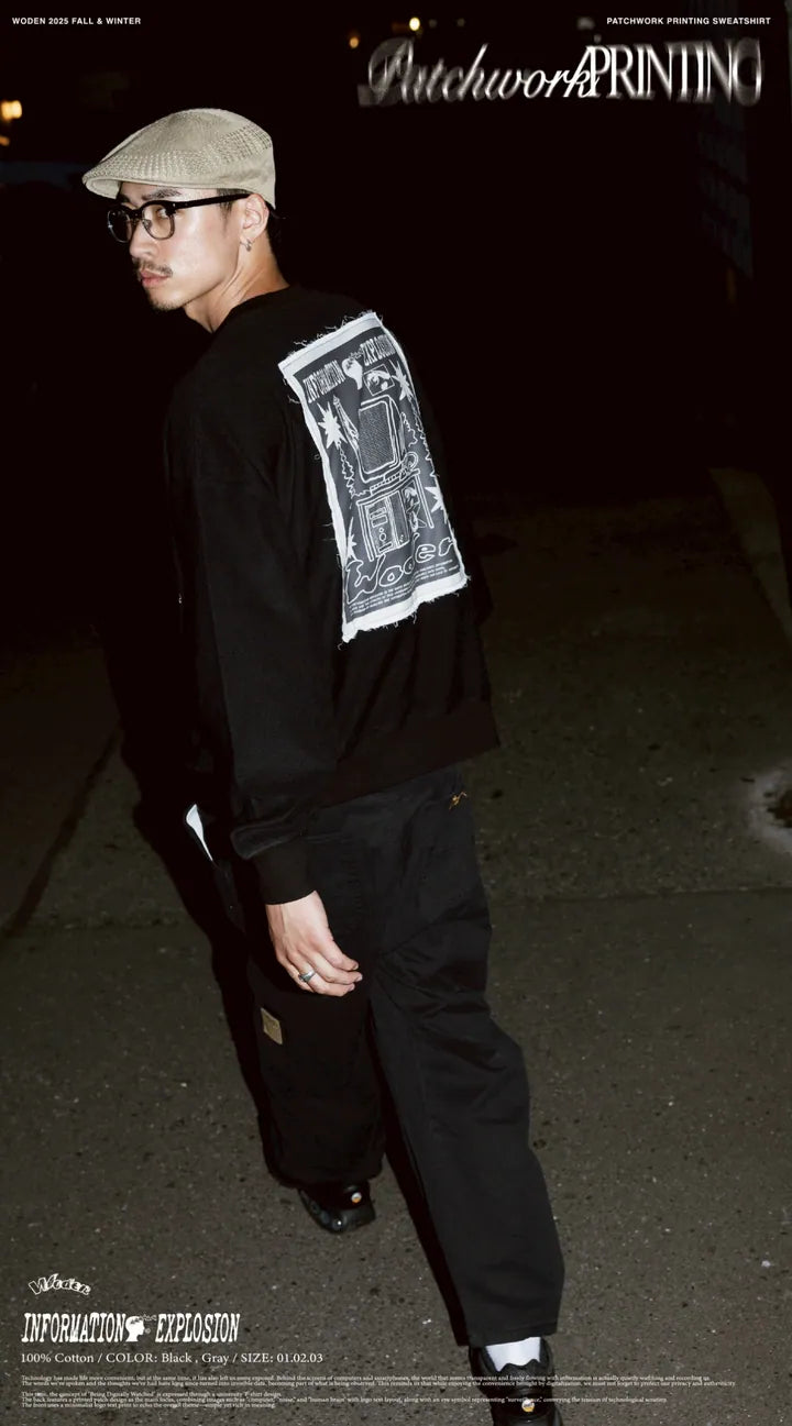 WODEN 2025 Fall & Winter 004 Patchwork Printing Sweatshirt