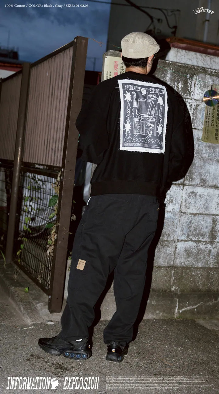 WODEN 2025 Fall & Winter 004 Patchwork Printing Sweatshirt