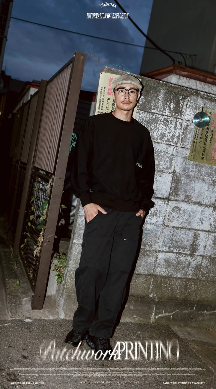 WODEN 2025 Fall & Winter 004 Patchwork Printing Sweatshirt