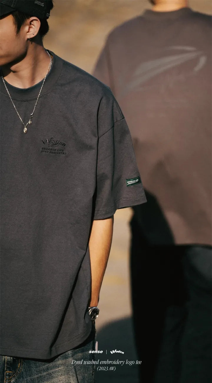 WODEN® / sense® 2023 Autumn & Winter 051 Dyed washed embroidery logo tee