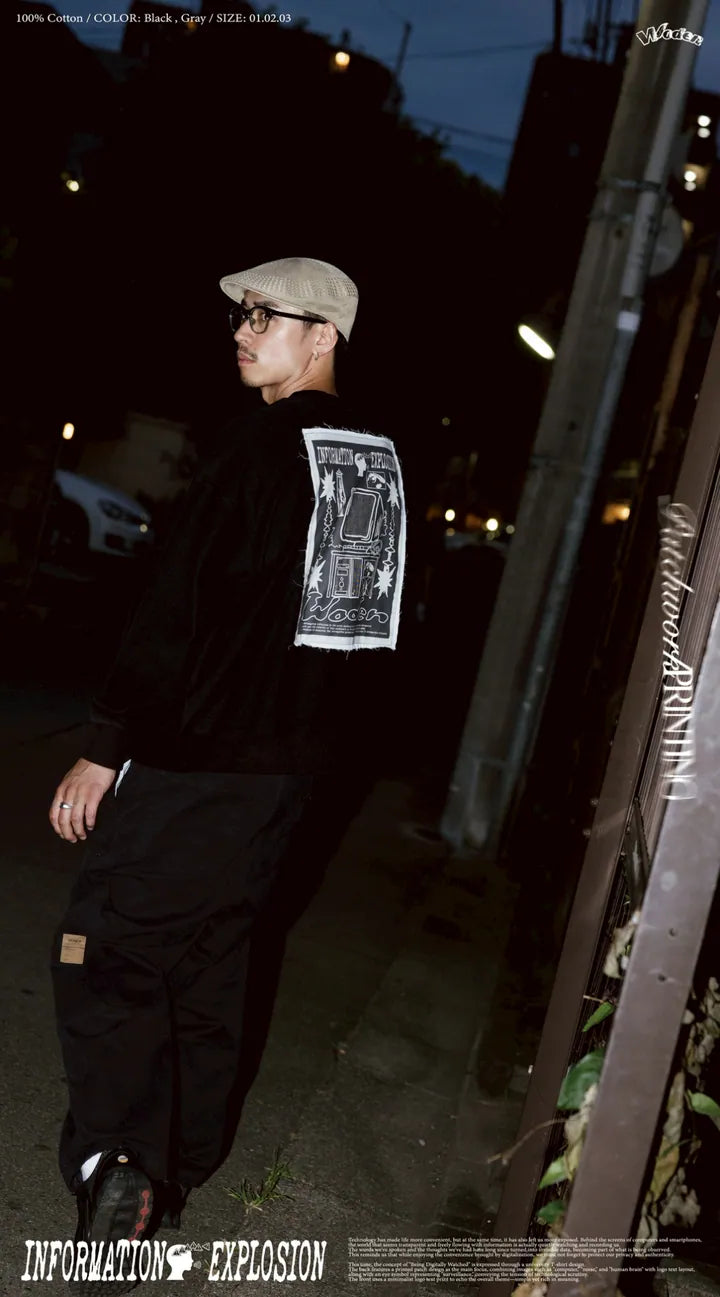 WODEN 2025 Fall & Winter 004 Patchwork Printing Sweatshirt