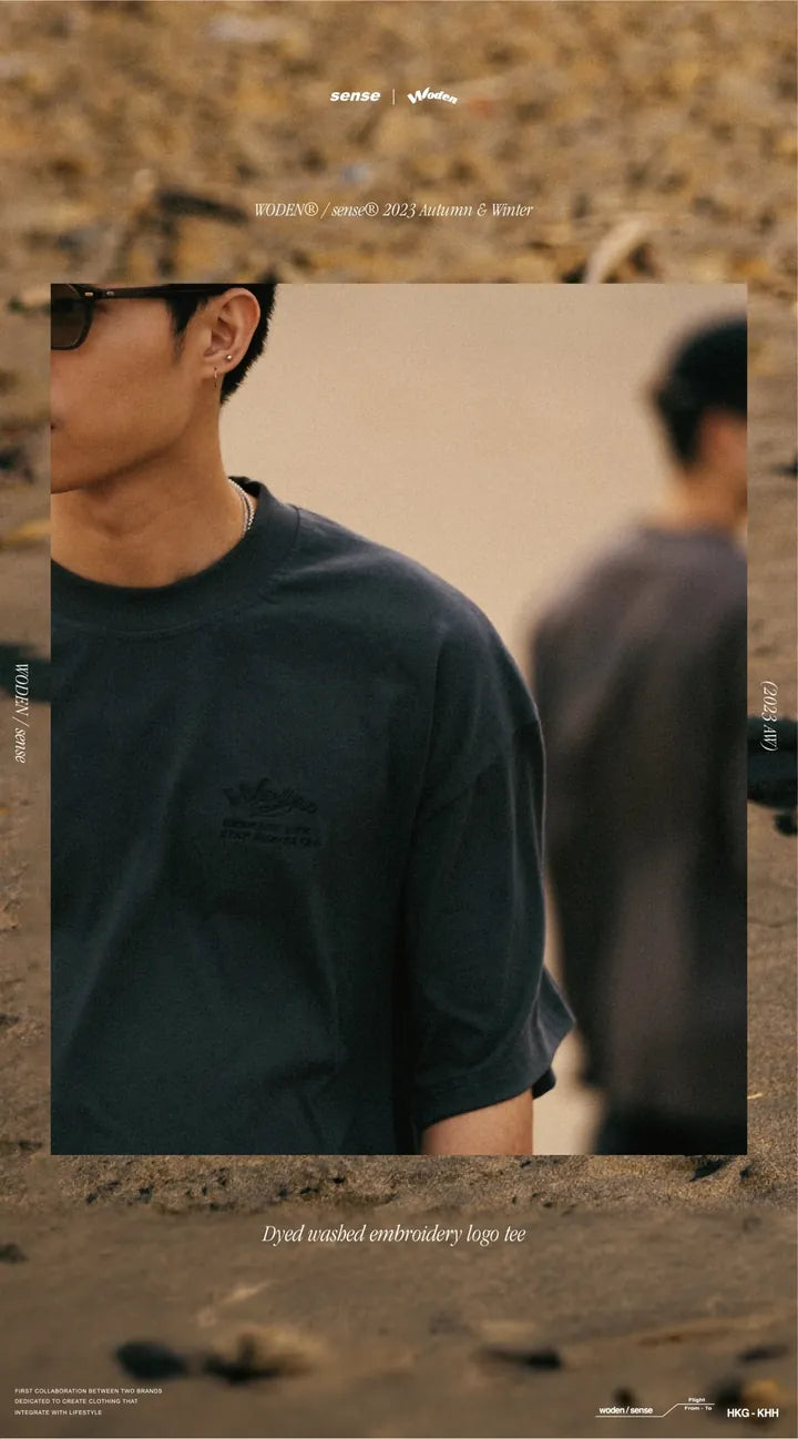 WODEN® / sense® 2023 Autumn & Winter 051 Dyed washed embroidery logo tee