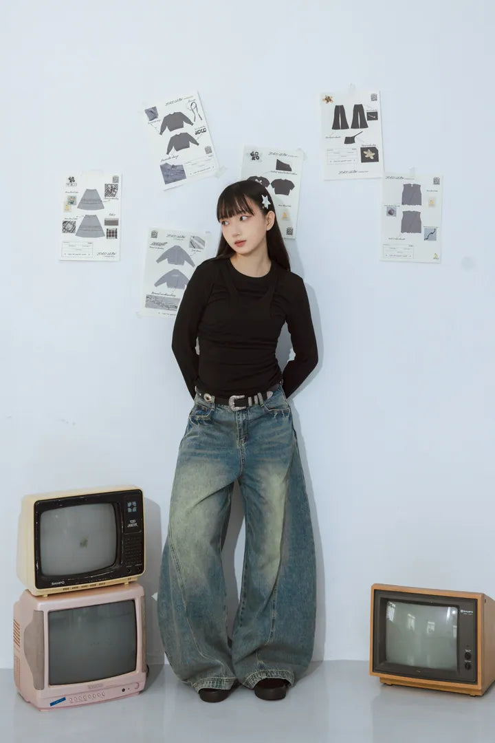 YOKO 25FW 素面彎刀褲