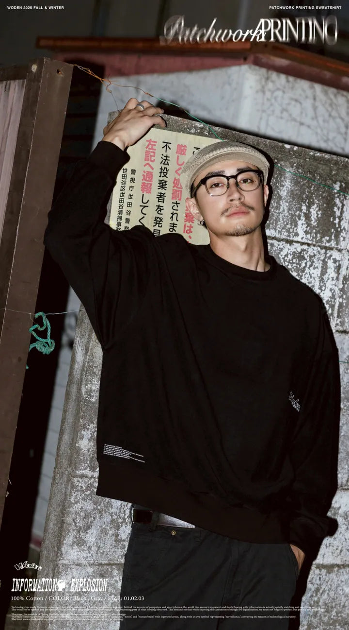 WODEN 2025 Fall & Winter 004 Patchwork Printing Sweatshirt