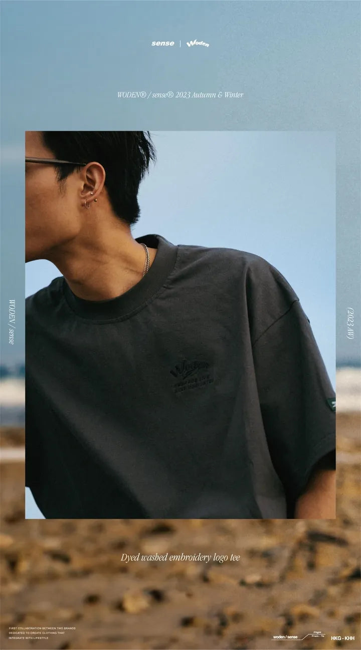 WODEN® / sense® 2023 Autumn & Winter 051 Dyed washed embroidery logo tee