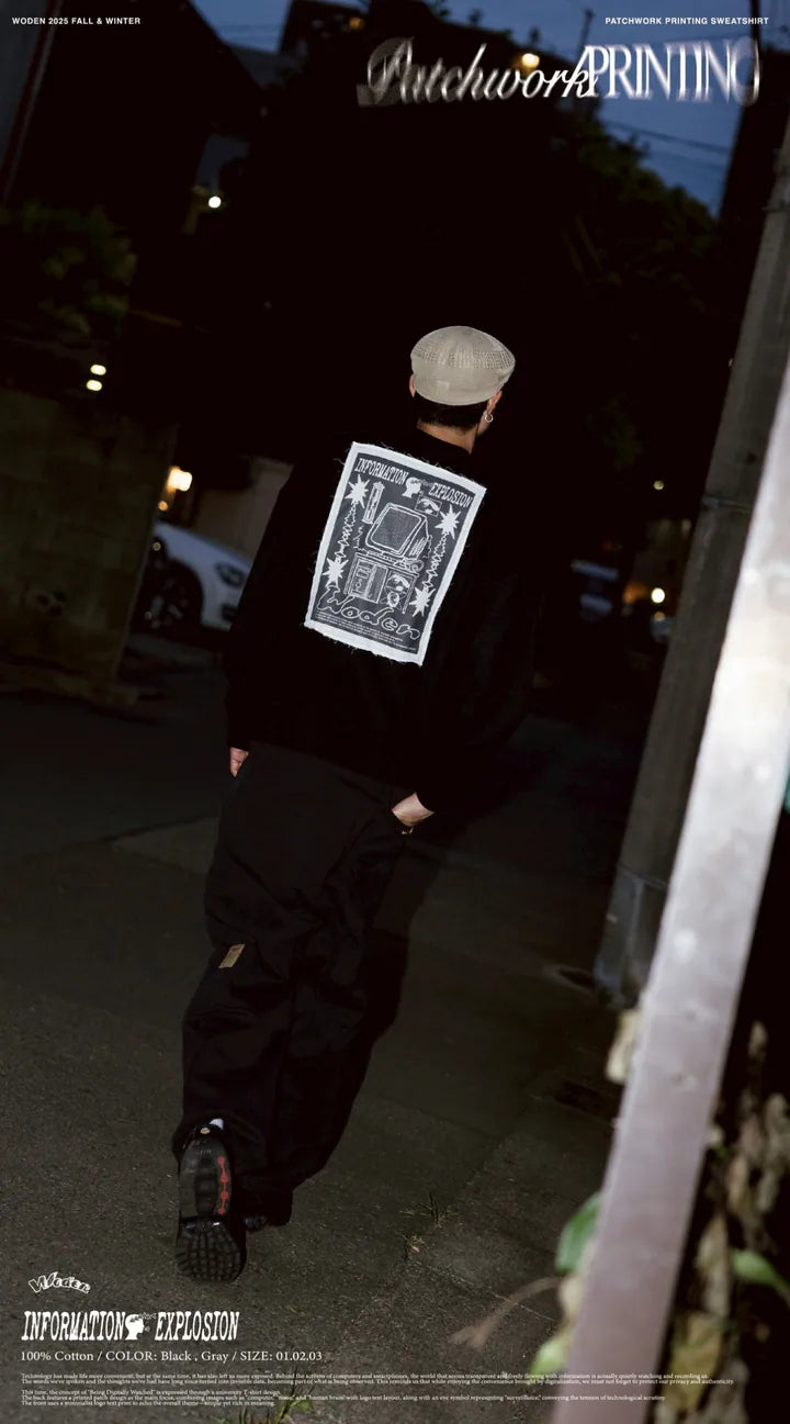 WODEN 2025 Fall & Winter 004 Patchwork Printing Sweatshirt