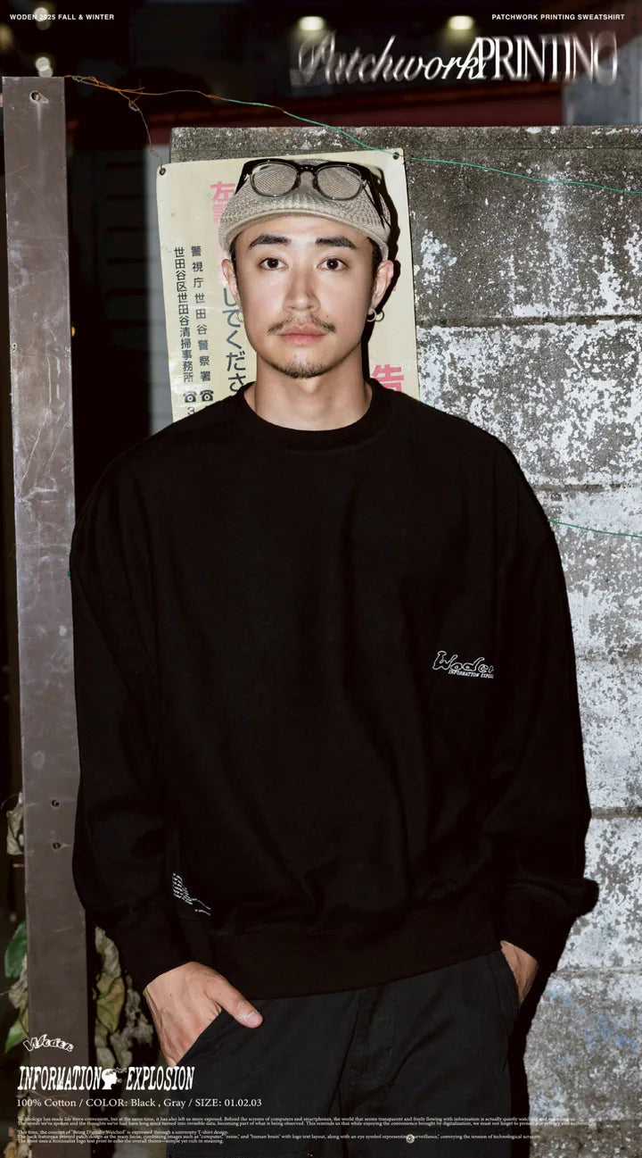 WODEN 2025 Fall & Winter 004 Patchwork Printing Sweatshirt