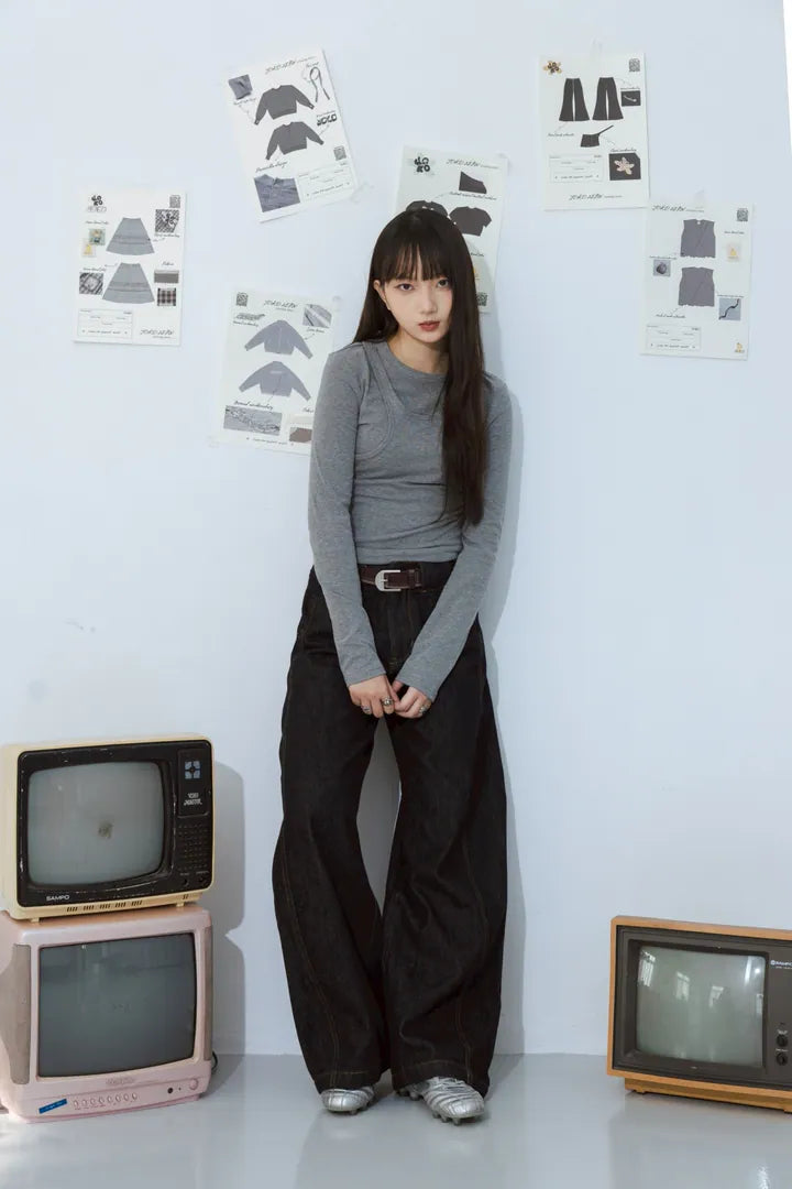 YOKO 25FW 素面彎刀褲