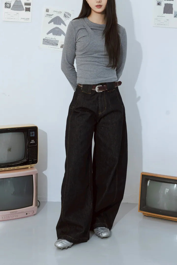 YOKO 25FW 素面彎刀褲