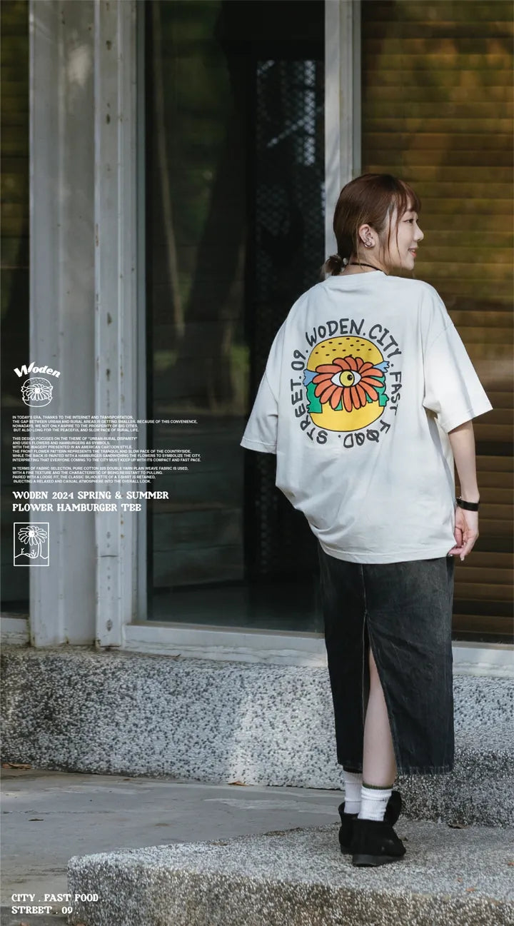 WODEN 2024 Spring & Summer 052 Flower Hamburger Tee