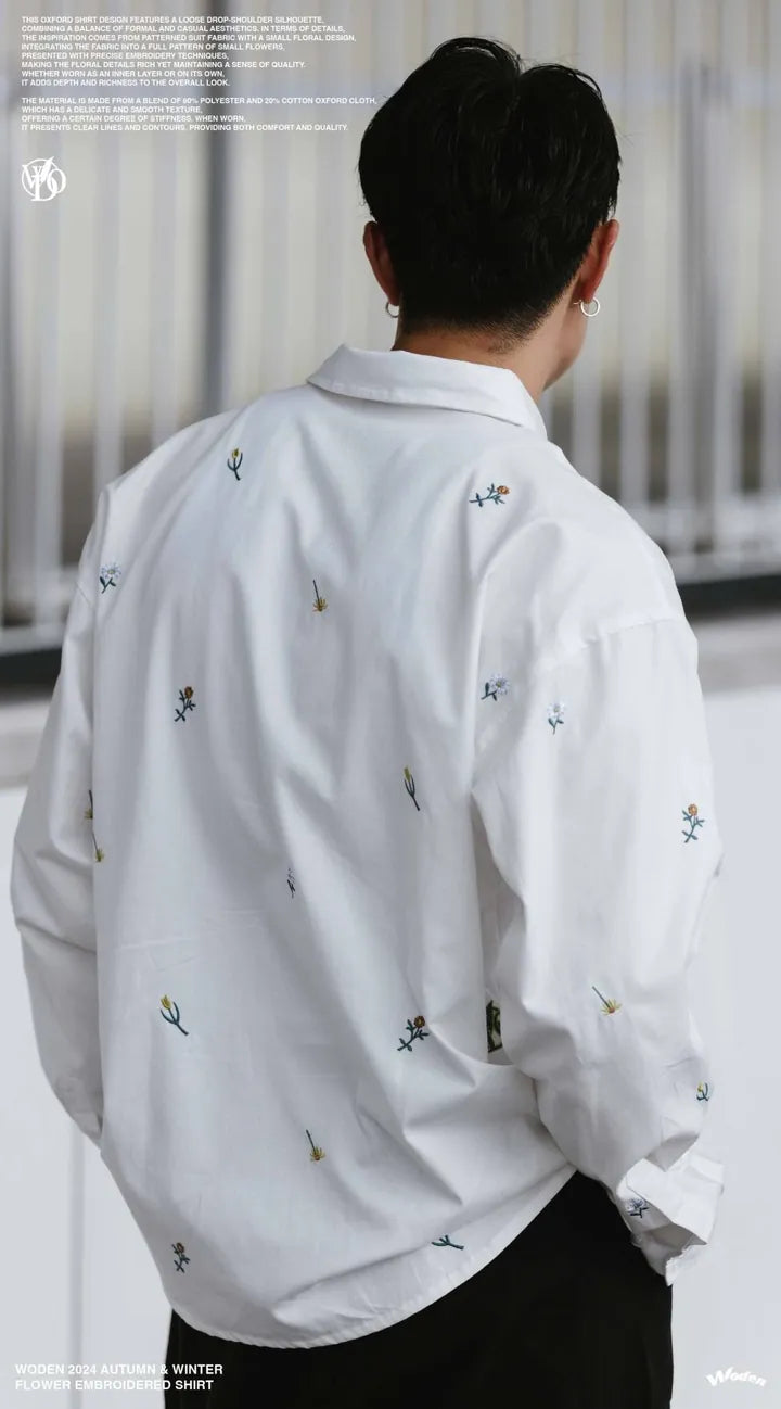 WODEN 2024 Autumn & Winter 059 Flower Embroidered Shirt