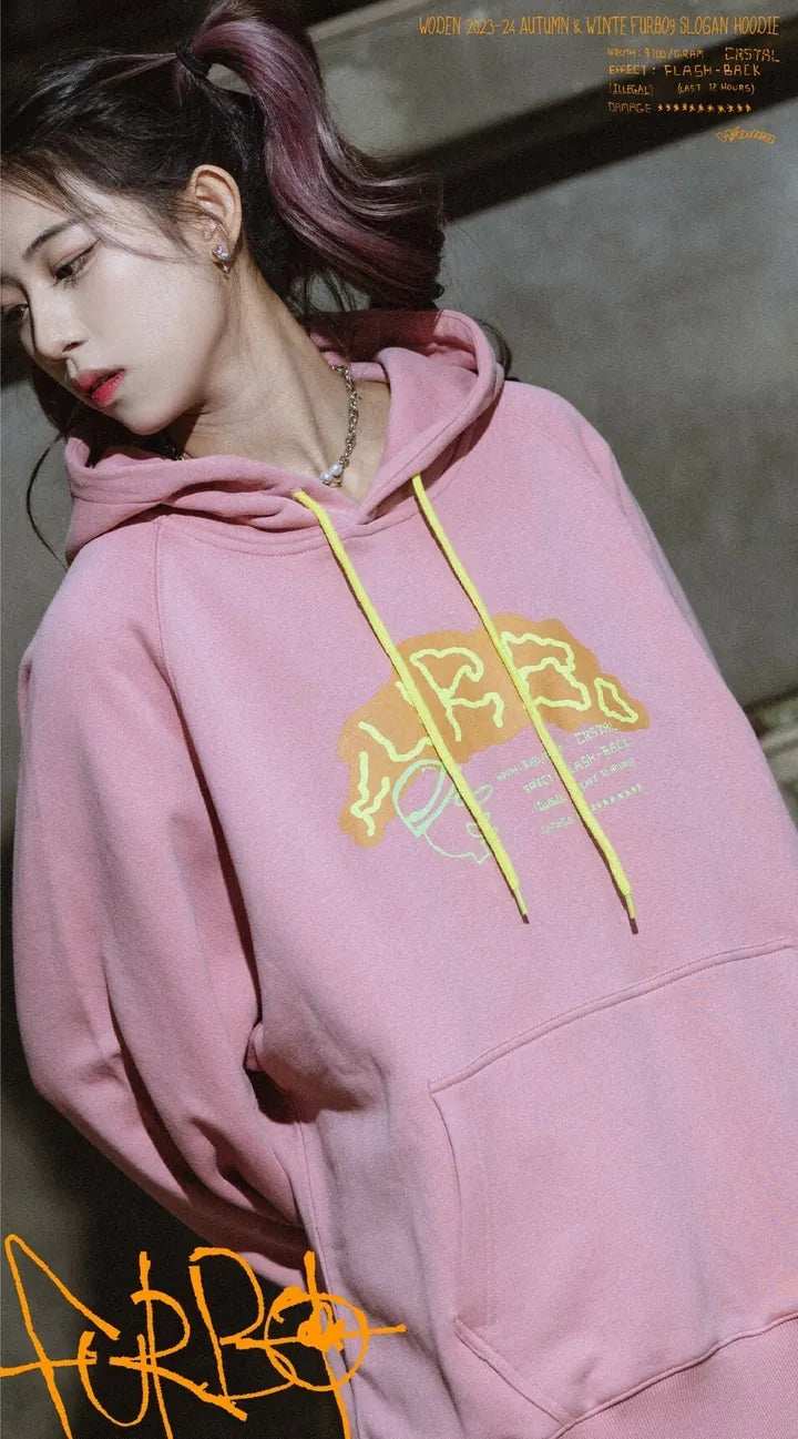 WODEN 2023-24 Autumn & Winte 046 Furbo9 Slogan Hoodie 粉