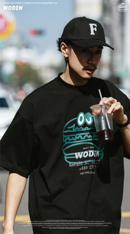 WODEN 2024 Spring & Summer 005 Cartoon Hamburger tee