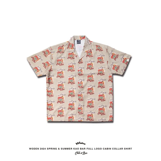 WODEN 2024 Spring & Summer KAO Bar Full LOGO CABIN Collar shirt