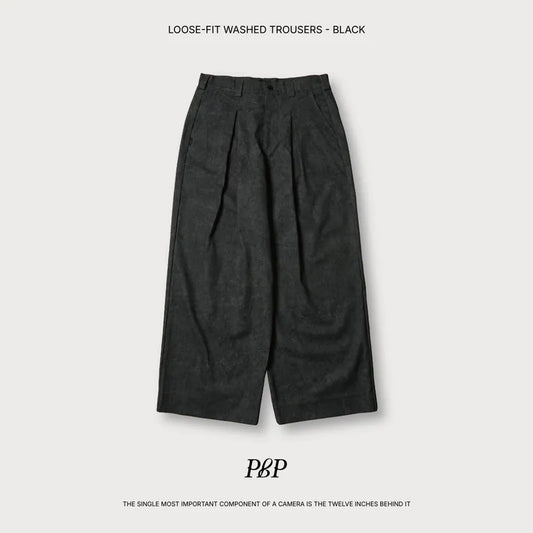 P.B.P LOOSE-FIT WASHED TROUSERS