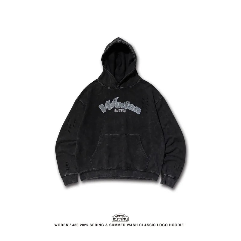 WODEN® / Fourthirty® 2025 Spring & Summer 001 Wash Classic LOGO Hoodie