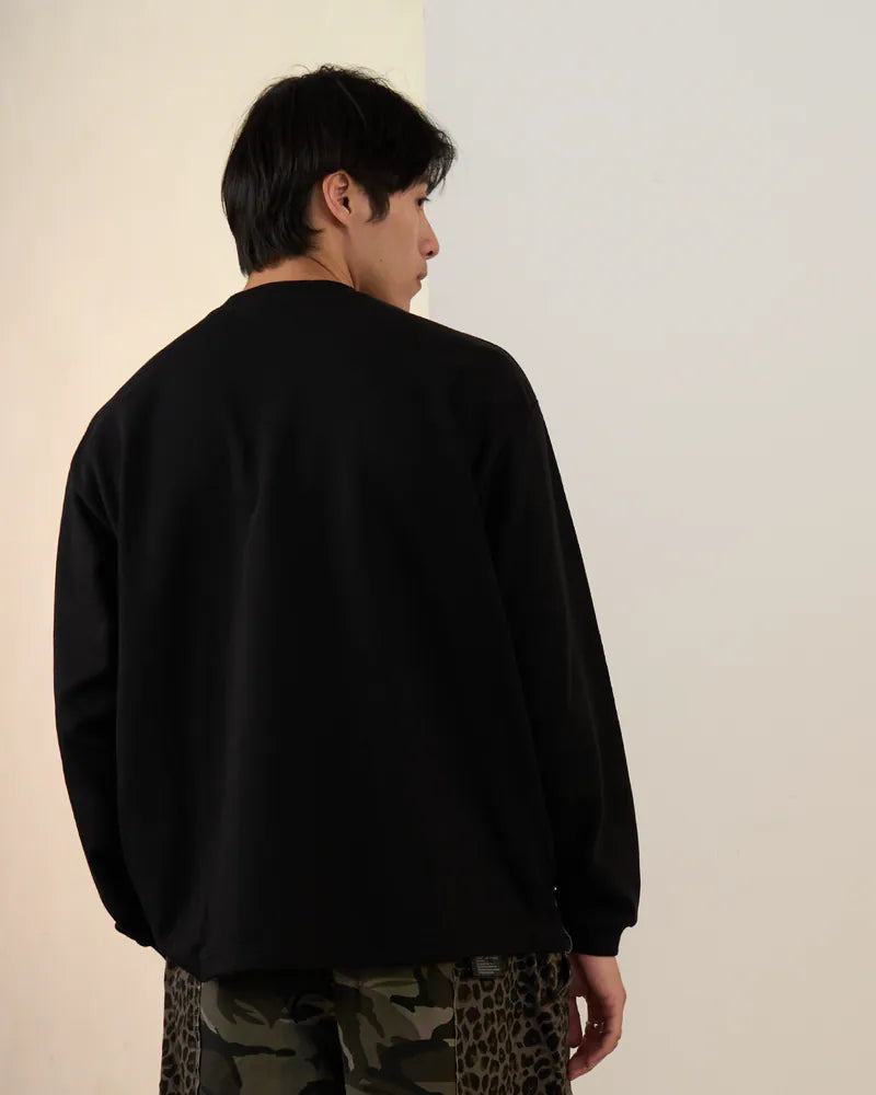 P.B.P - EMBROIDERY LONG SLEEVE TEE - BLACK