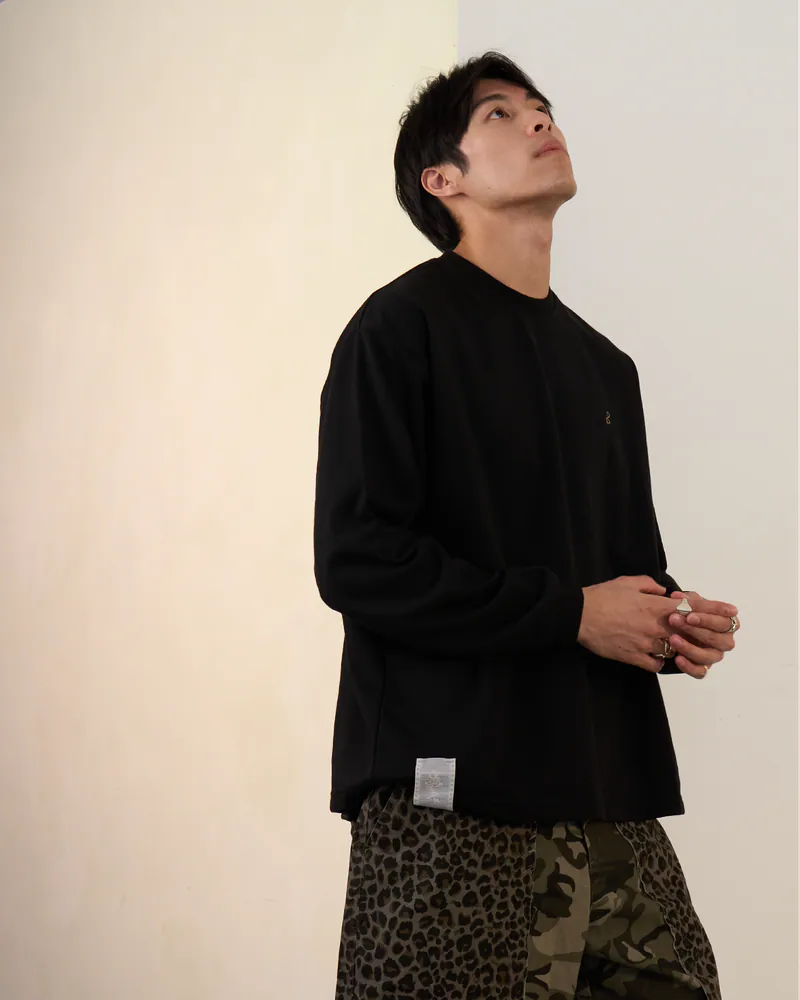 P.B.P - EMBROIDERY LONG SLEEVE TEE - BLACK
