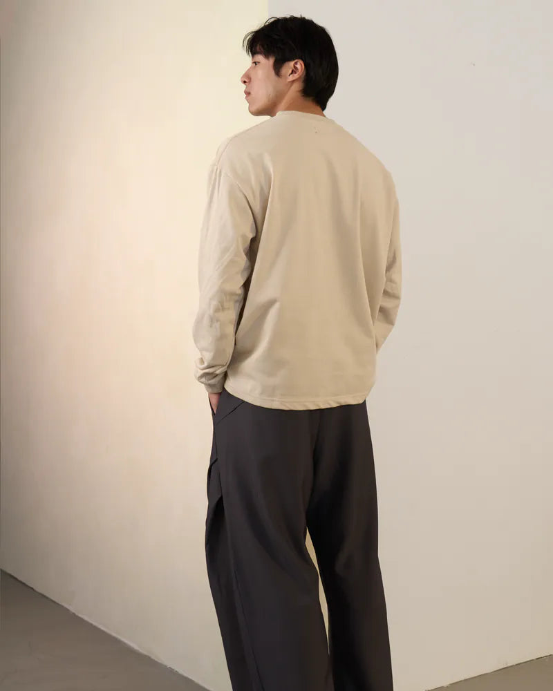 P.B.P - EMBROIDERY LONG SLEEVE TEE - KHAKI