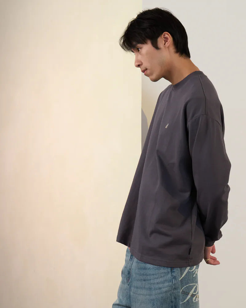 P.B.P - EMBROIDERY LONG SLEEVE TEE - DARK GRAY